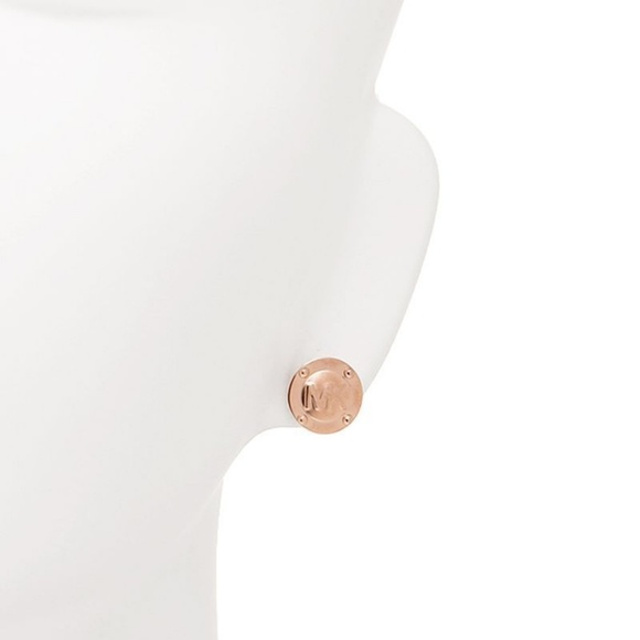 Michael Kors Heritage Logo Rose Gold Stud Earrings - Picture 2 of 5
